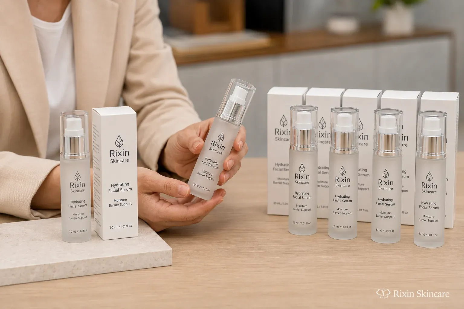The last confirmed Rixin Skincare product and package reference is compared with matching items for a repeat order.