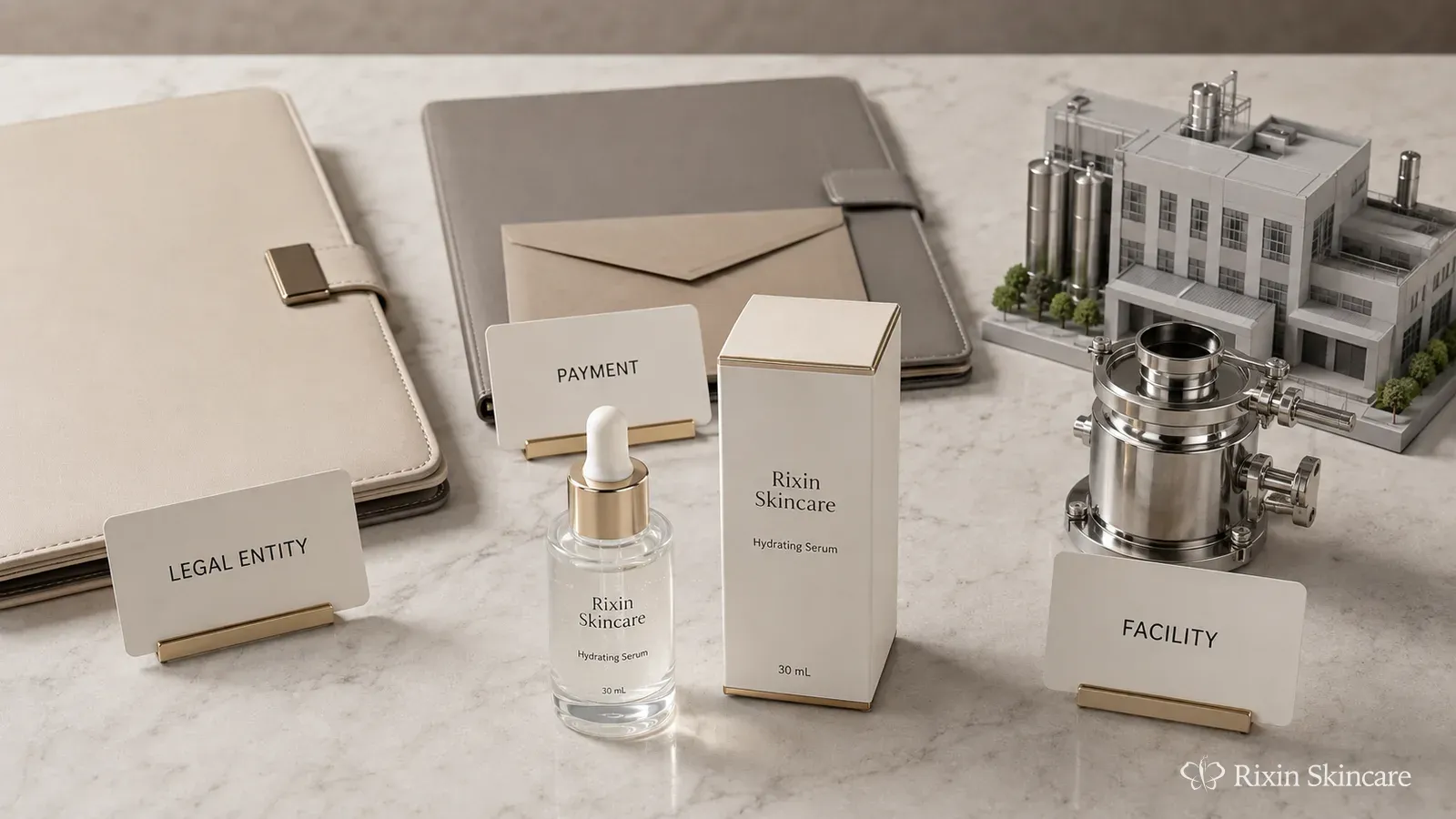 Skincare supplier review aligning legal entity, payment, and facility evidence with one finished serum product