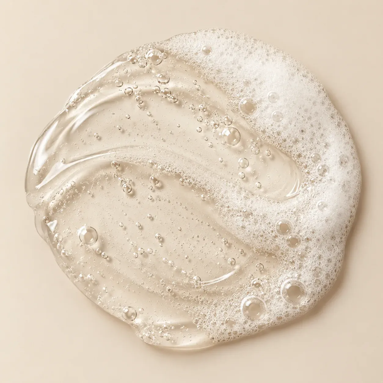 Clear foaming cleanser gel with fine bubbles