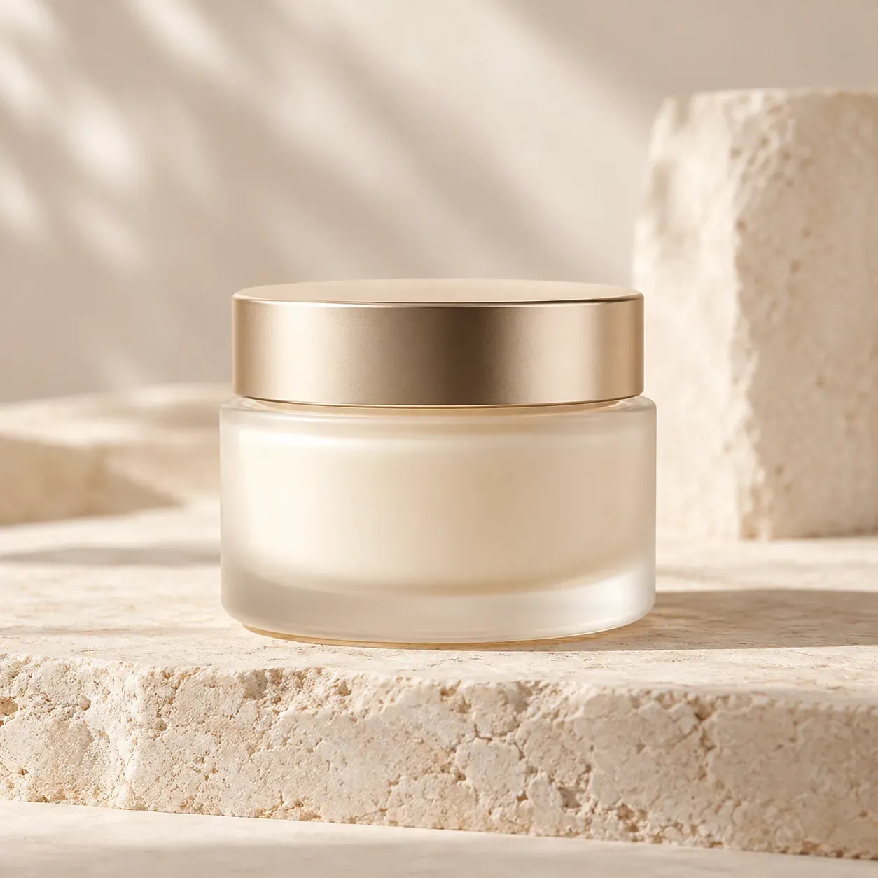 Moisturizer in a white cosmetic jar
