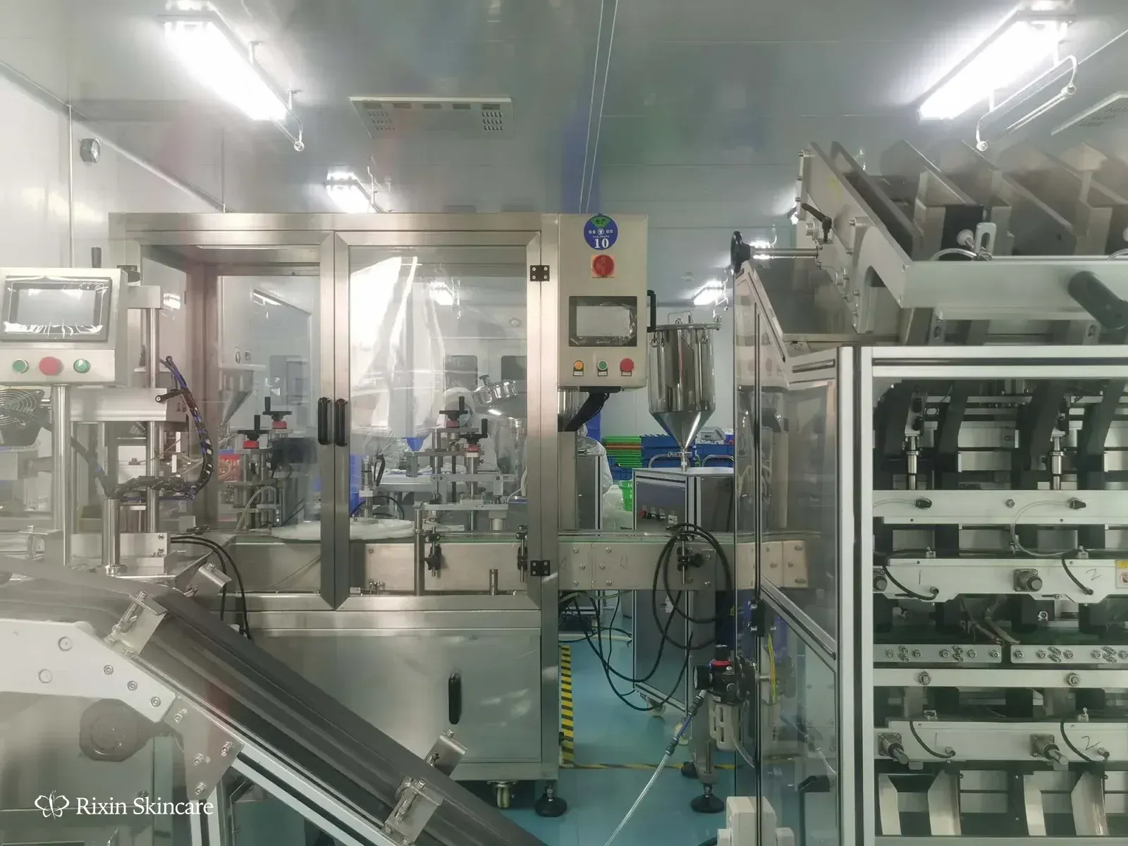 Rixin skincare manufacturing area with production equipment inside the Zhuhai facility